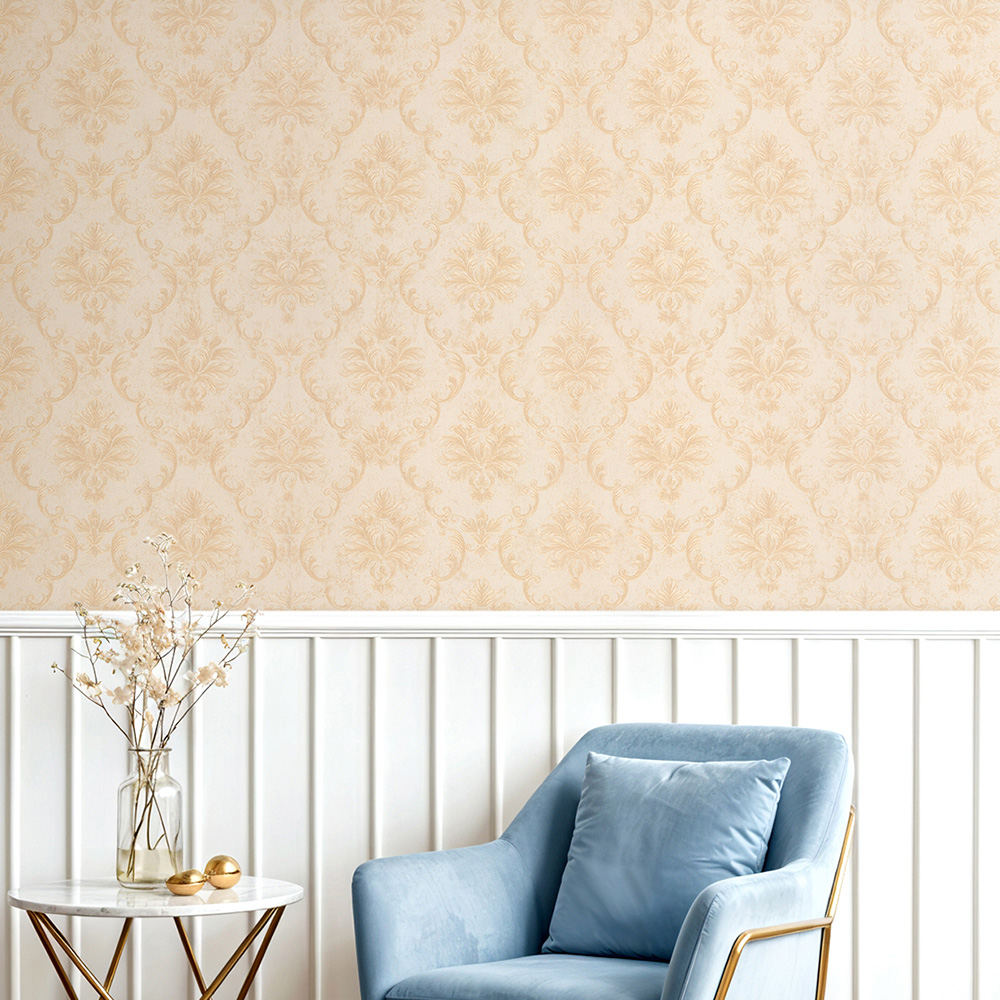 Living and Home Damask Pattern 3D Embossed Gold Non-Pasted Wallpaper Image 2