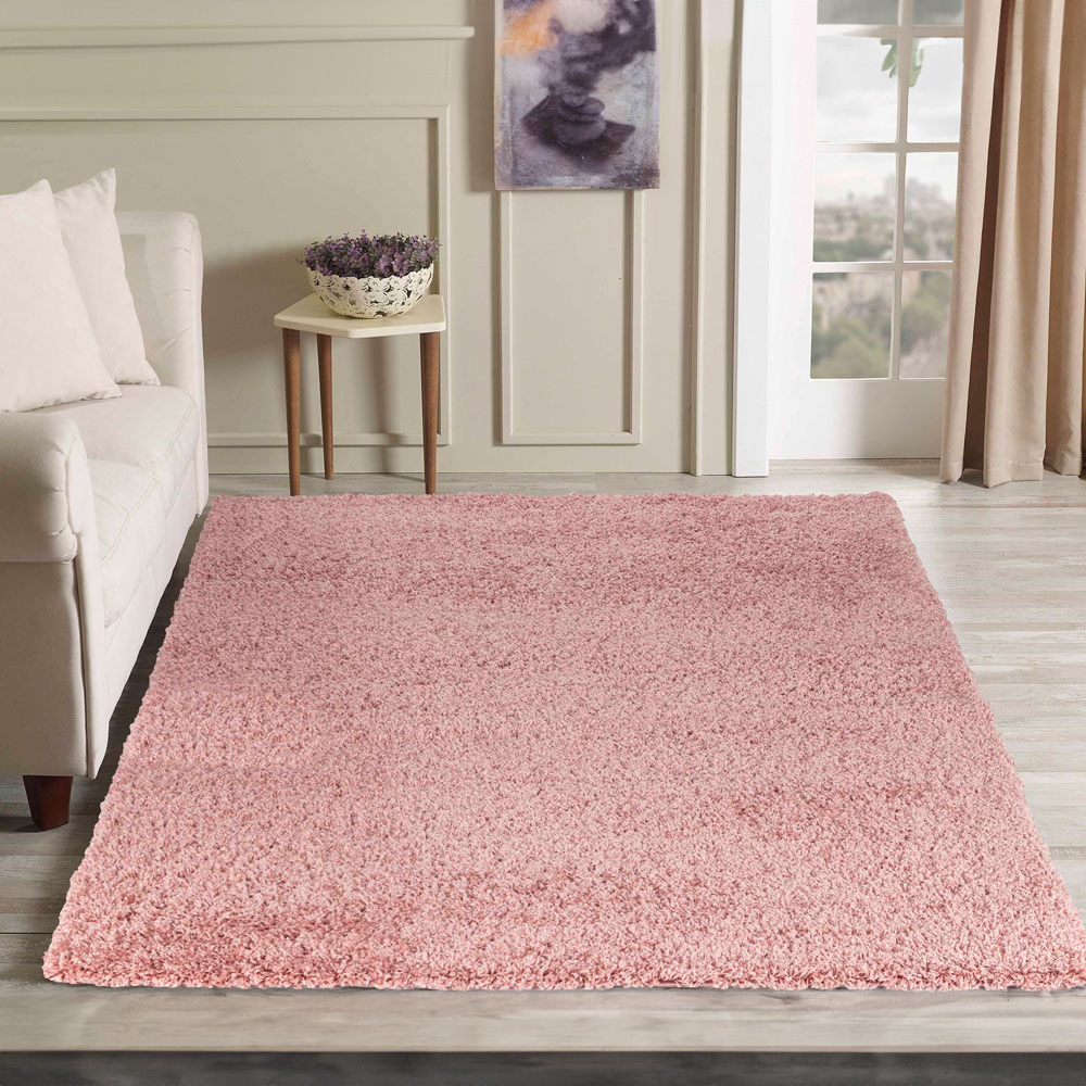 Desire Rugs Oxford Baby Pink Plain Shaggy Rug 120 x 170cm Image 2