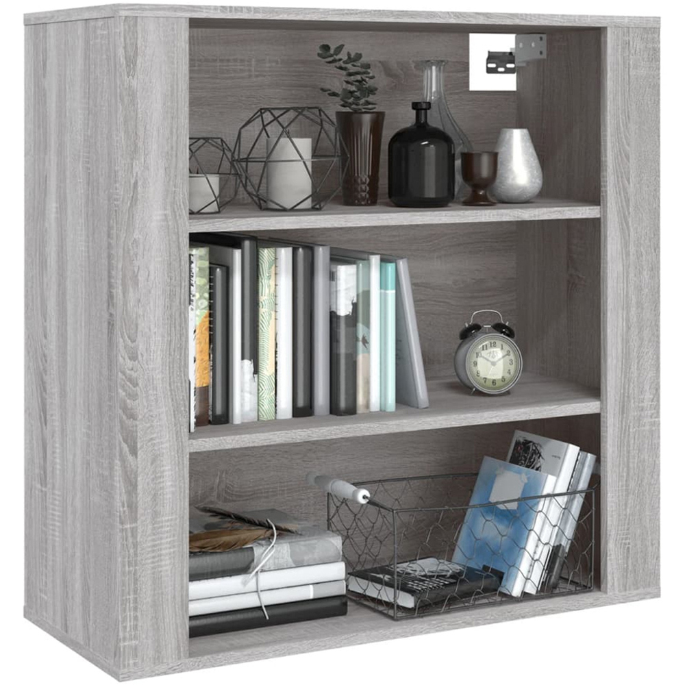 vidaXL 3 Open Shelf Grey Sonoma Wall Mounted Cabinet Image 3