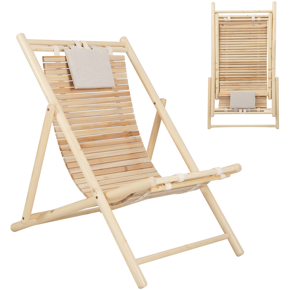 Costway Natural 3 Level Adjustable Reclining Lounger Image 4
