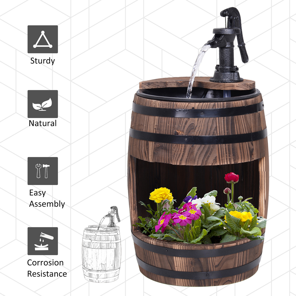Outsunny Wood Barrel Electric Water Fountain Image 6