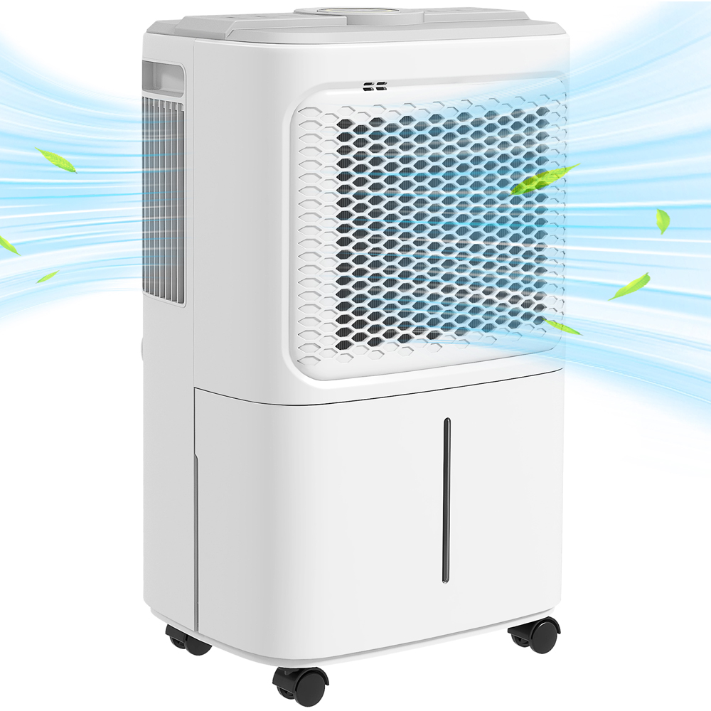 HOMCOM White Portable Small Dehumidifier with Humidity Light 1.6L Image 3