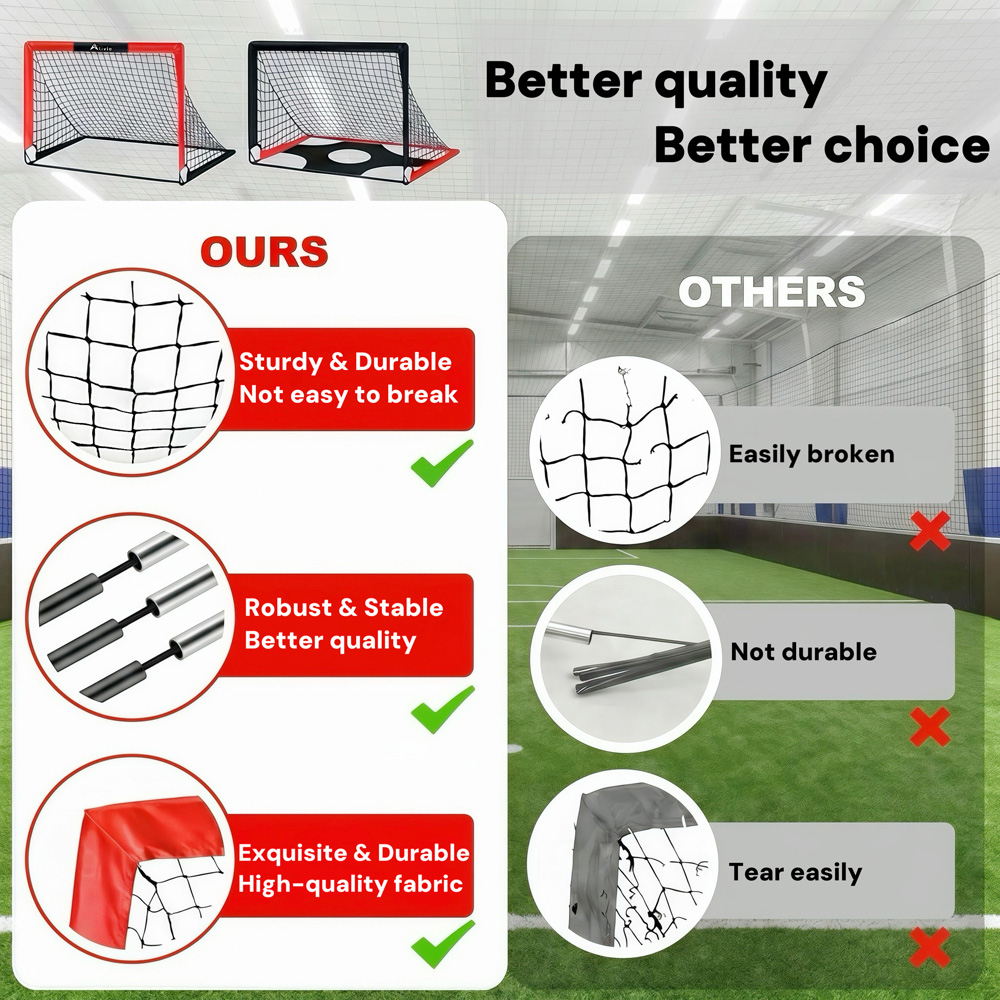 Alivio 3-in-1 Red Kids Mini Football Goal Post Set with Net Ball and Target Sheet Image 6