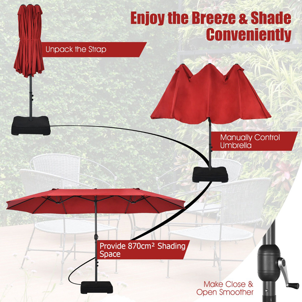 Costway Wine Crank Handle Double Sided Parasol 4.5m Image 8