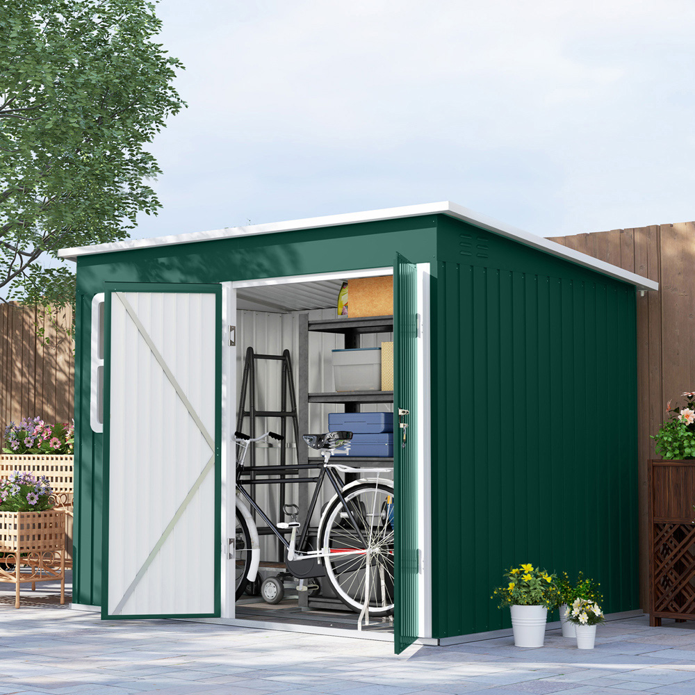 Outsunny 8.5 x 6ft Green Galvanised Steel Garden Shed with Foundation Kit Image 2