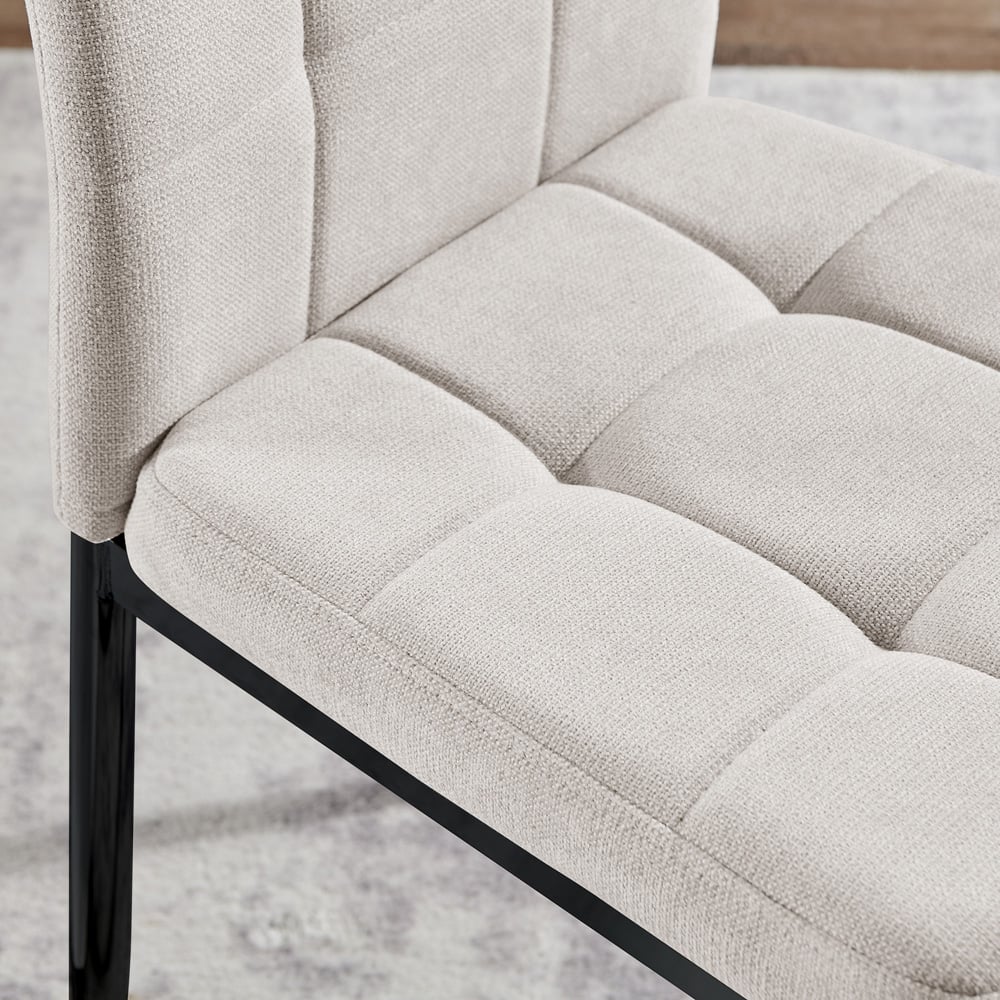 Furniturebox Valentina Set of 2 Cream and Black Textured Weave Dining Chairs Image 2