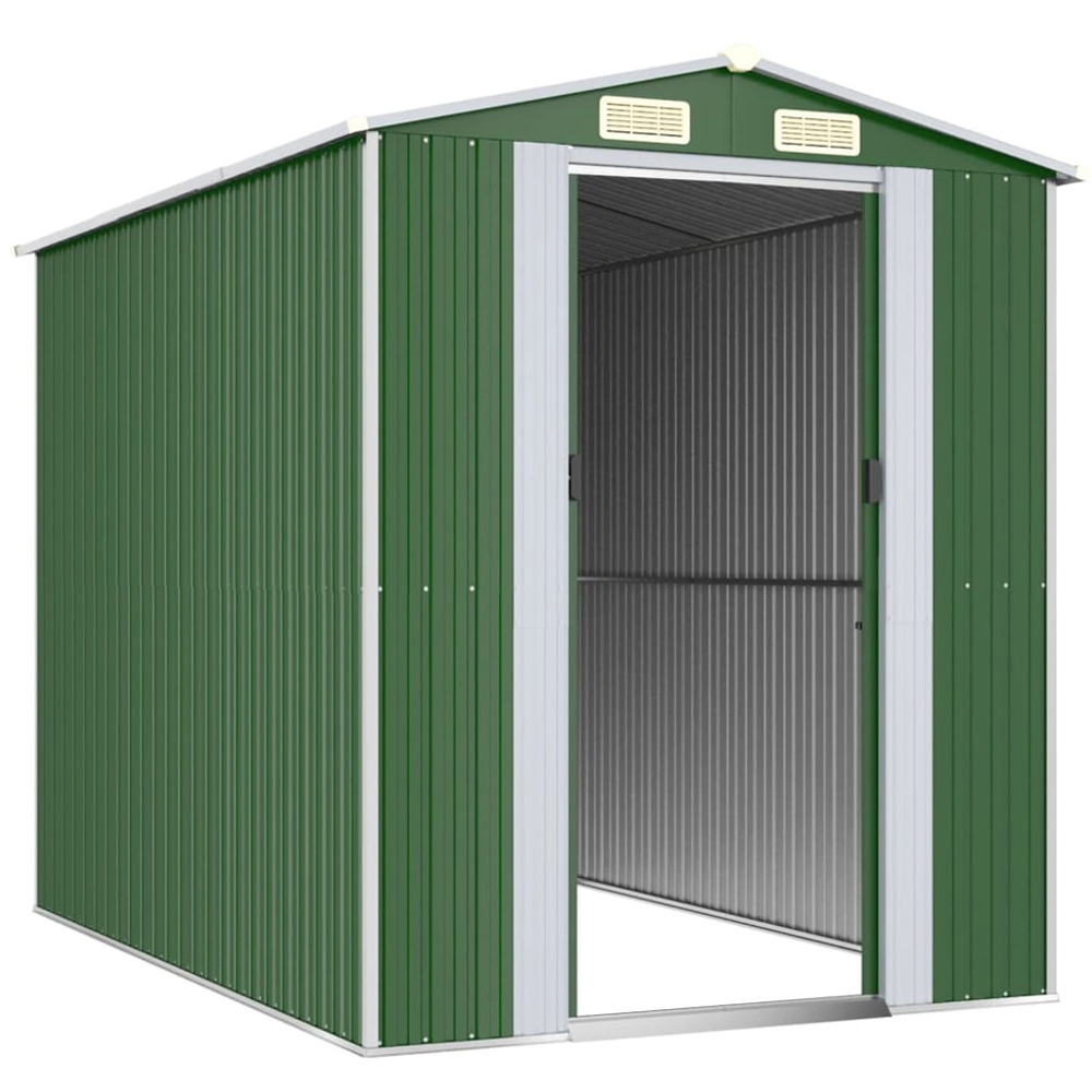 vidaXL 6.3 x 9ft Green Galvanised Steel Garden Shed Image 3