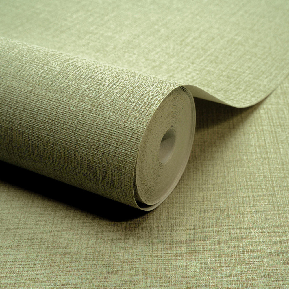 Grandeco Linen Plain Light Green Wallpaper Image 2