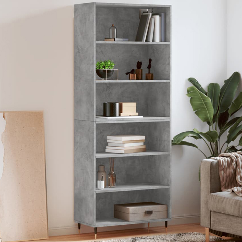vidaXL 6 Shelf Concrete Grey Highboard Image 1