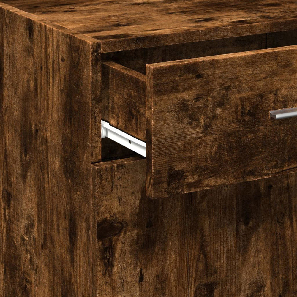 vidaXL Single Door Single Drawer Smoked Oak Sideboard Image 8