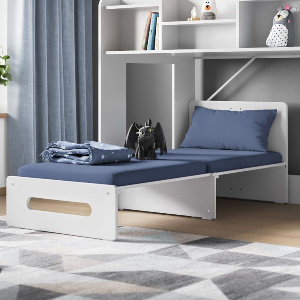 Flair Wizard White Junior High Sleeper with Navy Blue Futon Image 2