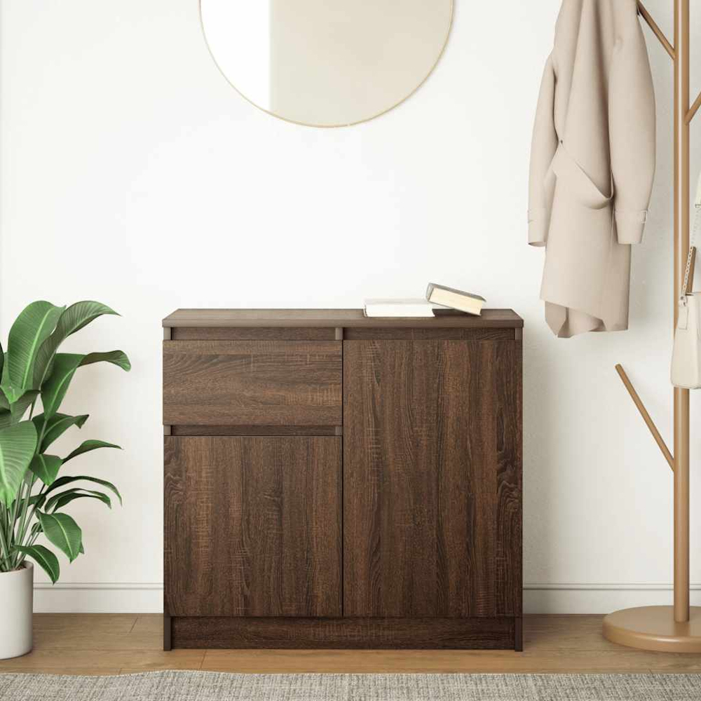 vidaXL 2 Door Single Drawer Brown Oak Sideboard Image 3
