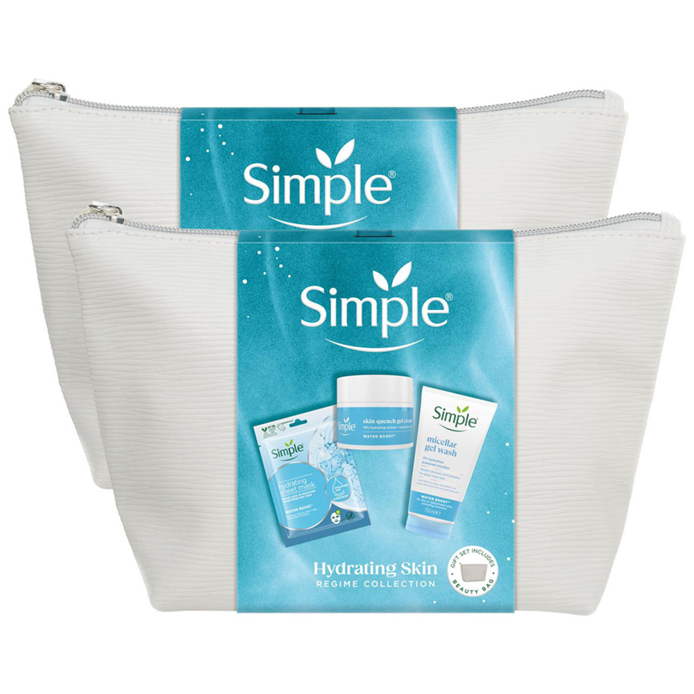 Simple Hydrating Skin Regime Sheet Mask Facial Gel Wash and Quench Cream Gift Set 2 Pack Image 1