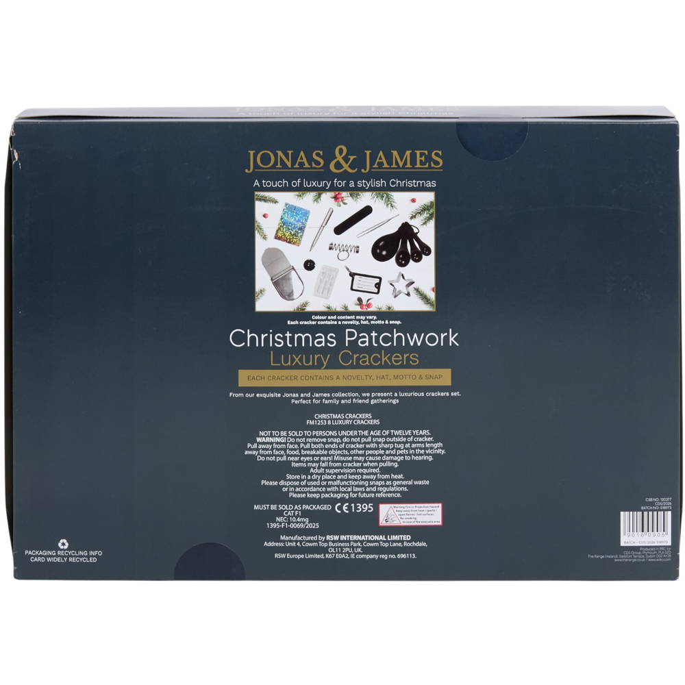 Pack of 8 Christmas Patchwork Luxury Crackers Image 2