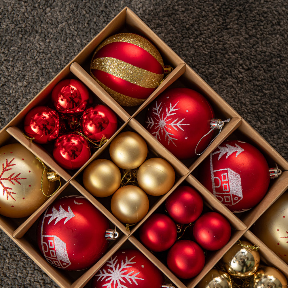 Samuel Alexander Red and Gold Shatterproof Bauble 40 Pack Image 3