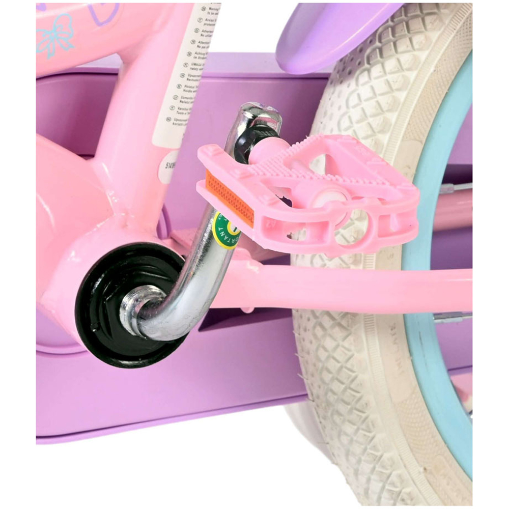 Volare Olivia Kids 14 inch Pink and Purple Bike with Stabilisers and Doll Seat Image 9