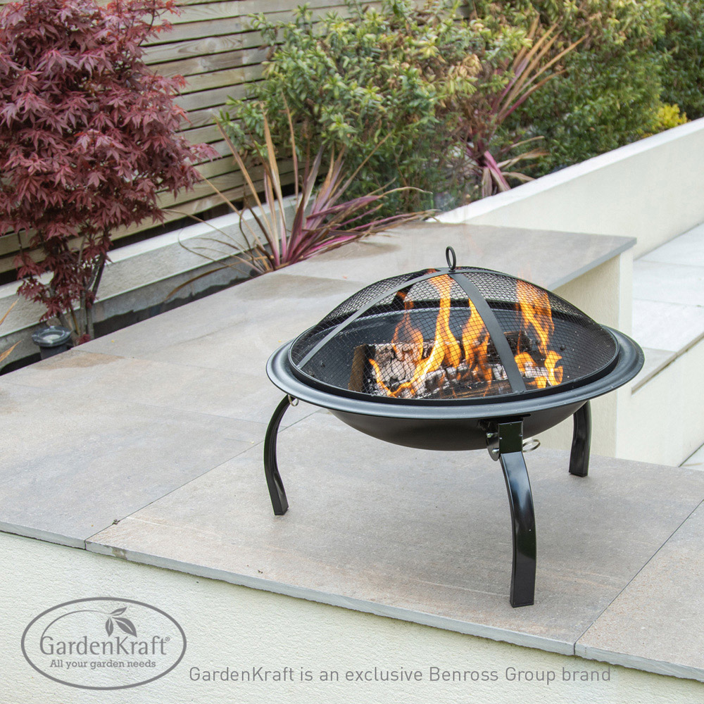GardenKraft Black BBQ Grill and Firepit Image 4