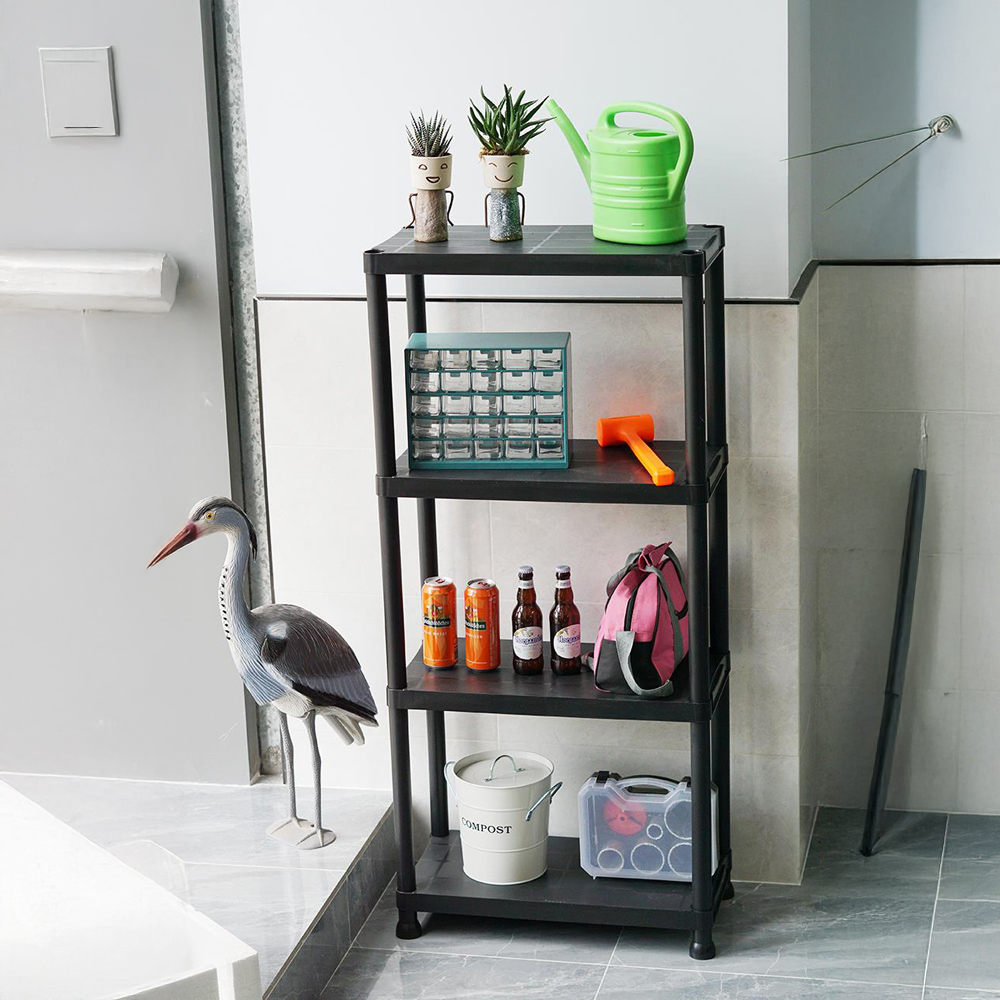 Gr8 Home 4 Shelf Black Plastic Storage Unit Image 8