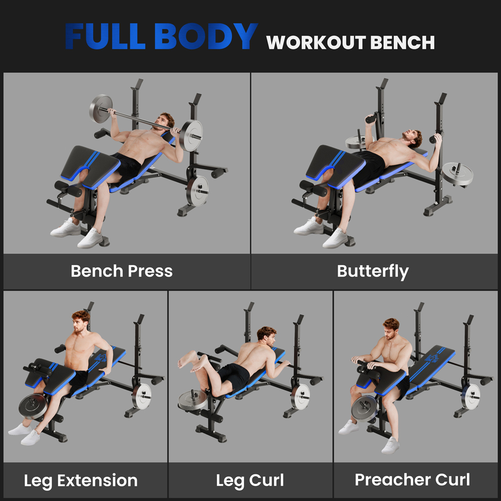 HOMCOM 6-in-1 Multi-Function Adjustable Weight Training Bench Image 8