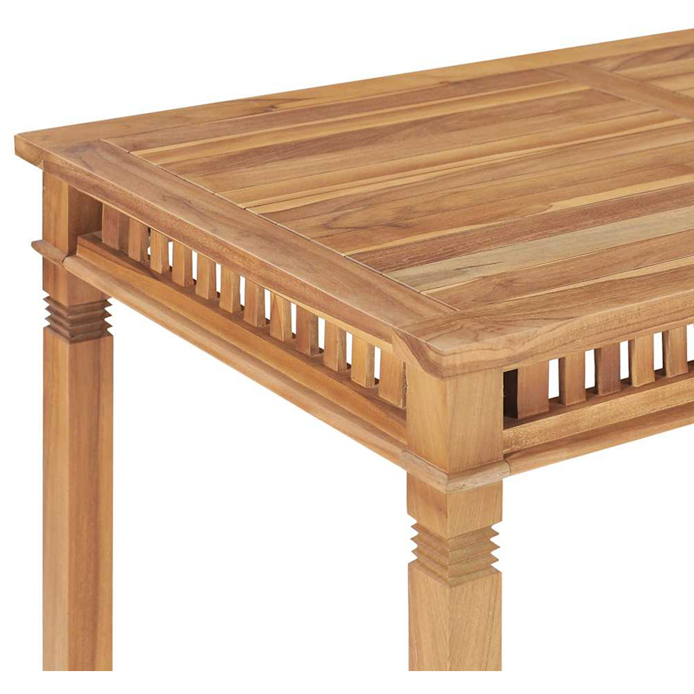 vidaXL 4 Seater Solid Teak Wood Slatted Garden Dining Table Brown Image 5