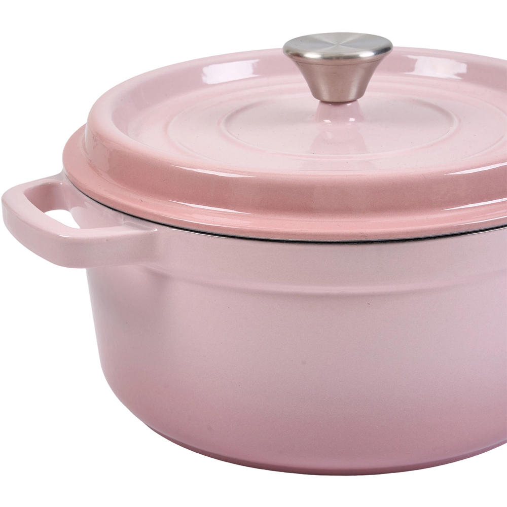 Living and Home Gradient Pink Enamelled Cast Iron Dutch Oven Pot 4L Image 3