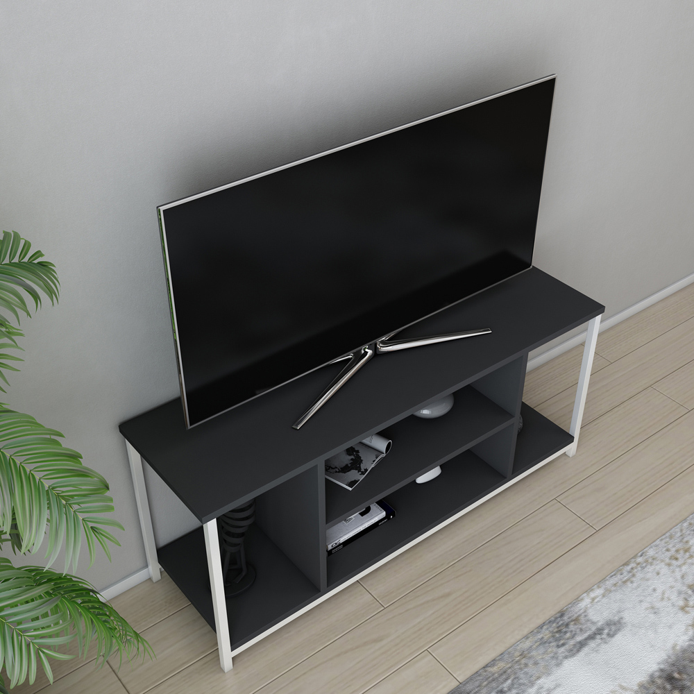 Decorotika Rinaldo 4 Shelf White and Anthracite TV Stand for 55 inch TV Image 5