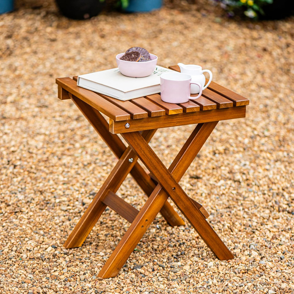 Thompson & Morgan Acacia Foldable Side Table 39 x 39 x 46.5cm Image 7