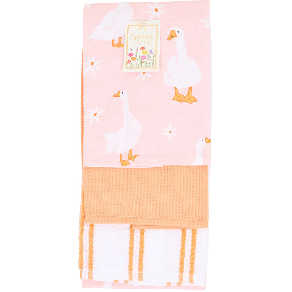 Pack of 3 Pink Goose Tea Towels Image 1