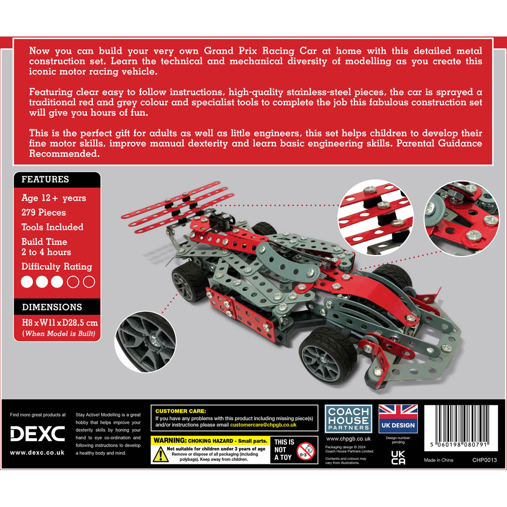 Metal Classic Grand Prix Racing Car 279 Piece Construction Set Image 3