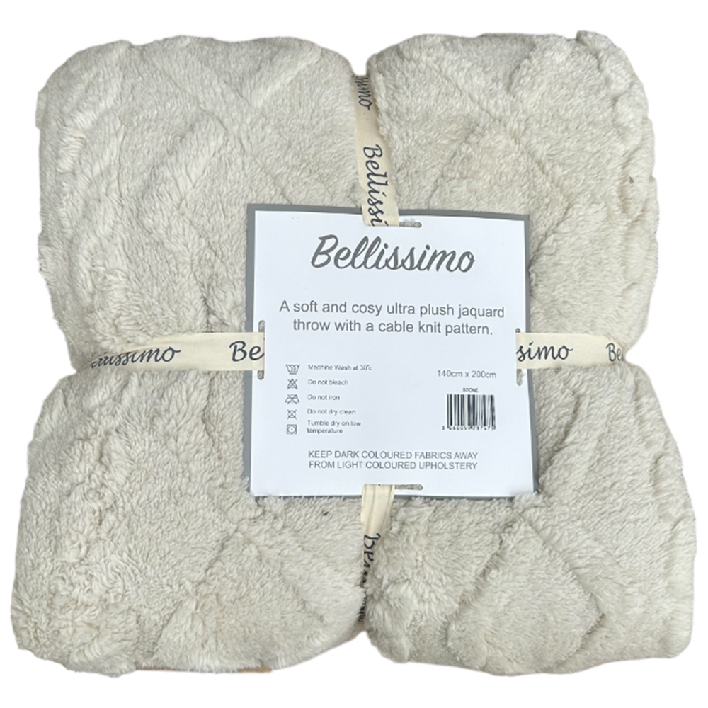 Bellissimo Cable Knit Natural Jacquard Fleece Throw 200 x 140cm Image 3