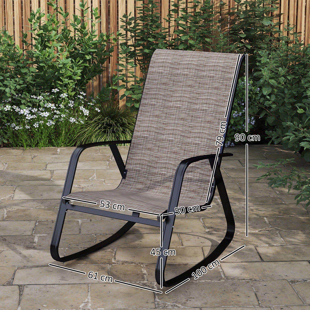 Outsunny Light Brown High Back Garden Rocking Chair Image 9