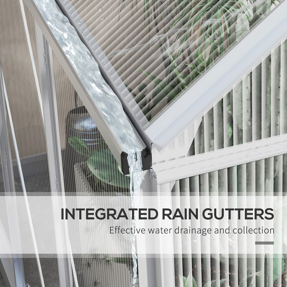 Outsunny Silver Polycarbonate and Aluminium 6 x 6ft Walk In Greenhouse  Image 6