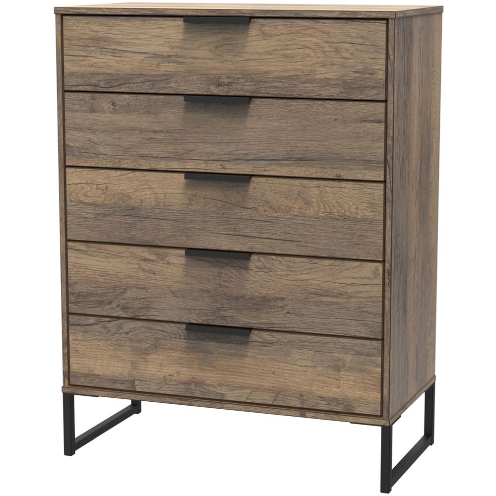 Crowndale Hong Kong 5 Drawer Vintage Oak Chest of Drawers Image 2