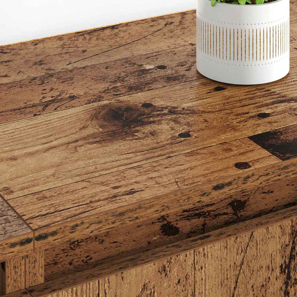 vidaXL 4 Door Old Wood Sideboard with Wooden Legs Set of 2 Image 4