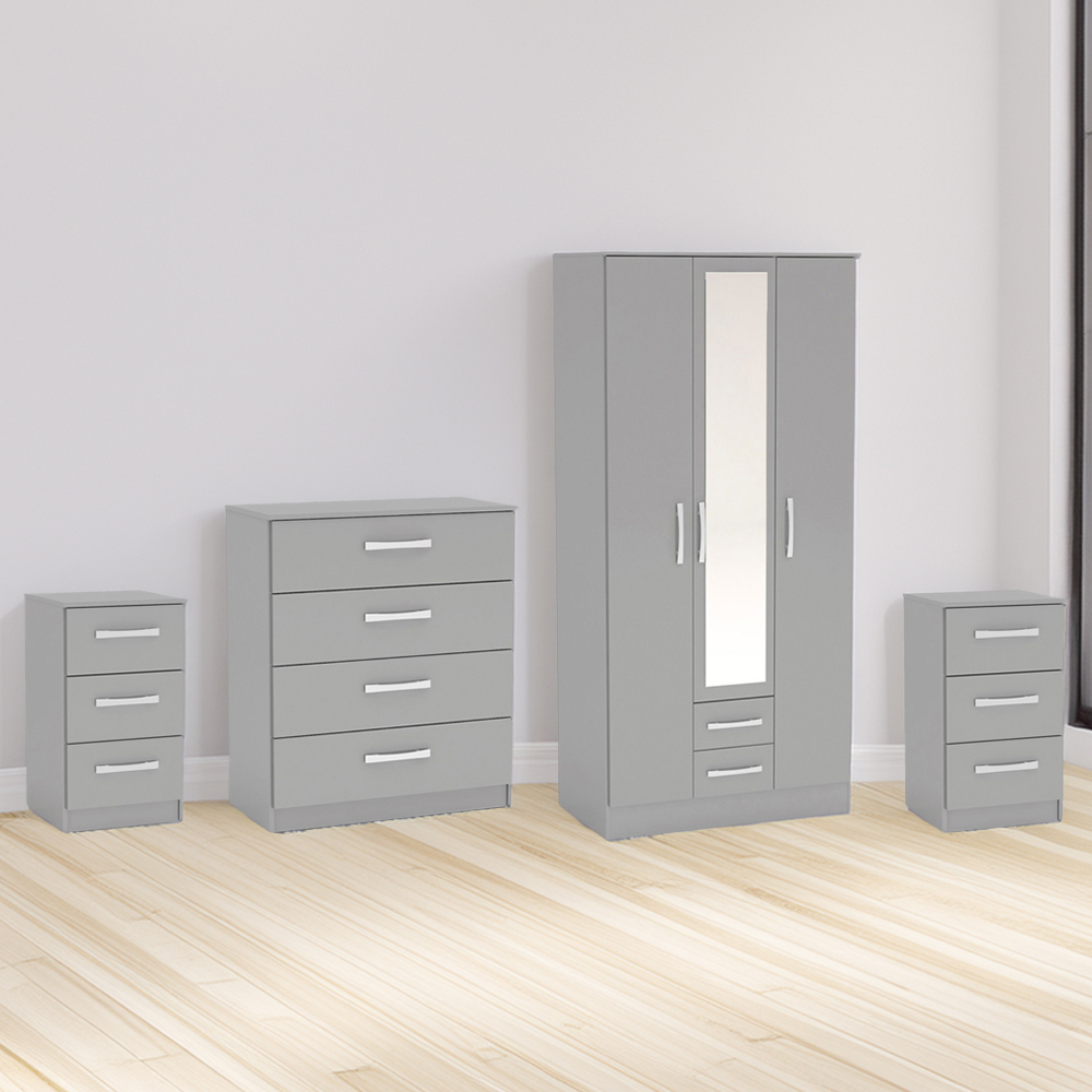 Birlea Lynx Grey 4 Piece Bedroom Furniture Set Image 1