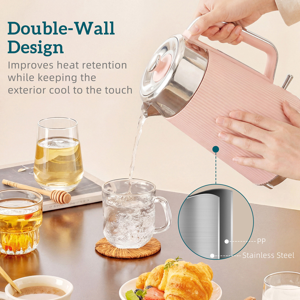 HOMCOM Pink 1.7L Rapid Boil Kettle and 4 Slice Toaster Set Image 5