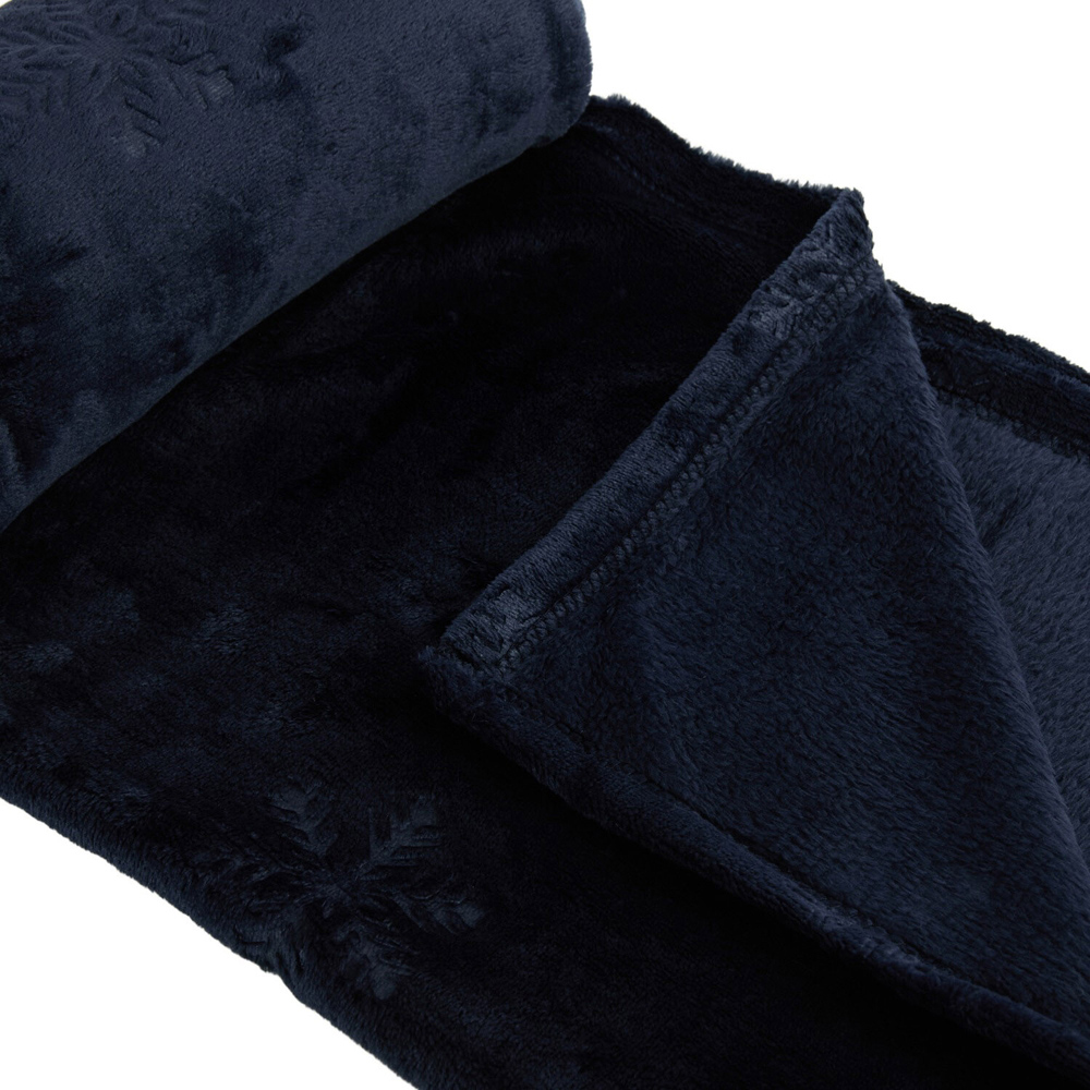 Embossed Snowflake Throw Navy Image 4