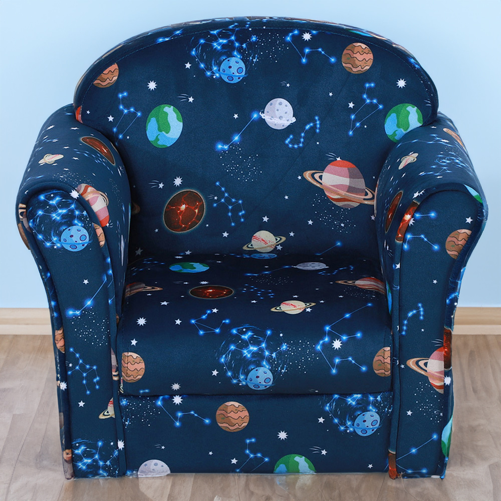 HOMCOM Kids Single Seat Planet Design Blue Sofa Image 1