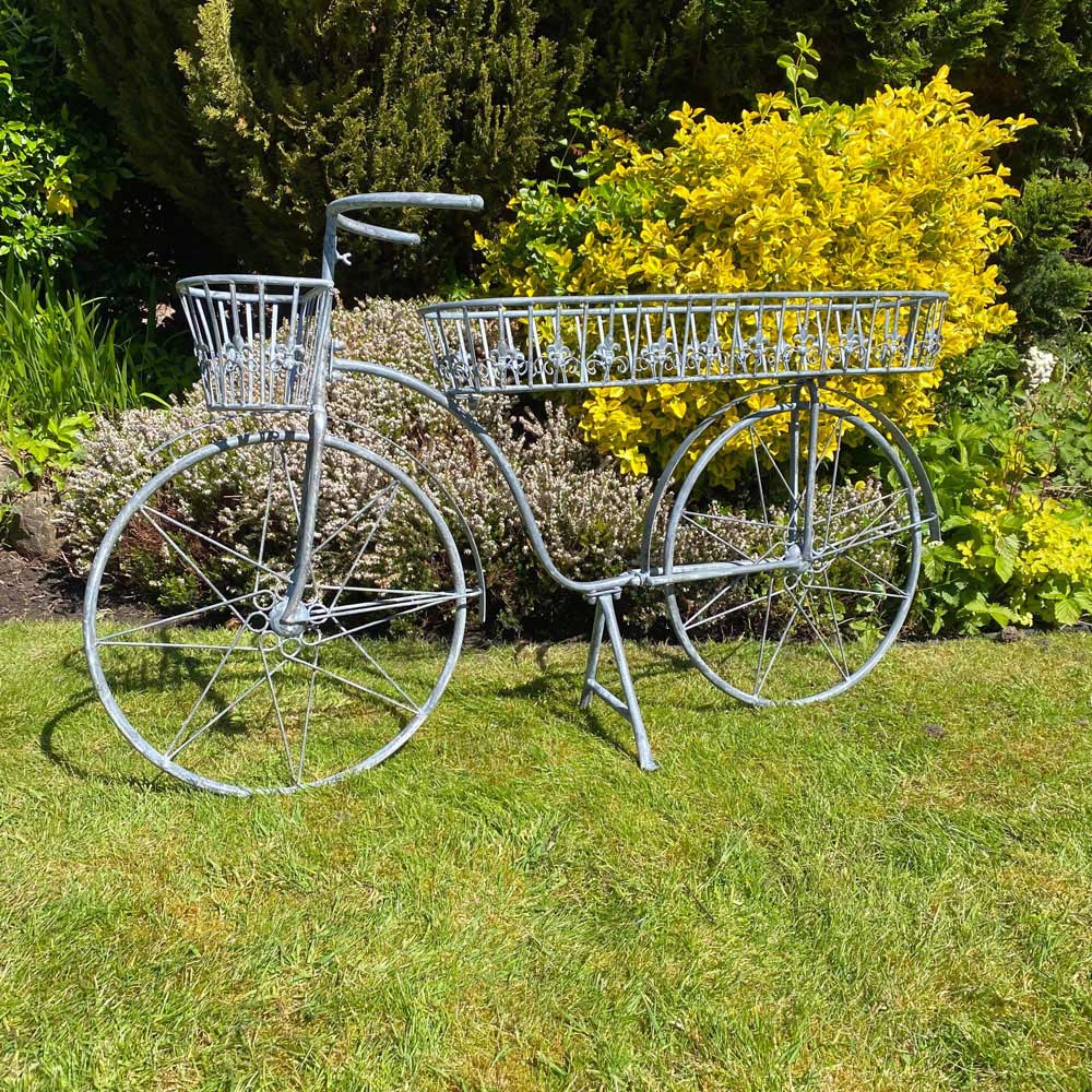 Acacia Home Stone Grey Metal Bicycle Planter 138cm Image 2