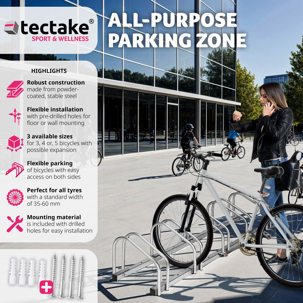 tectake 5 Space Bike Rack Image 6