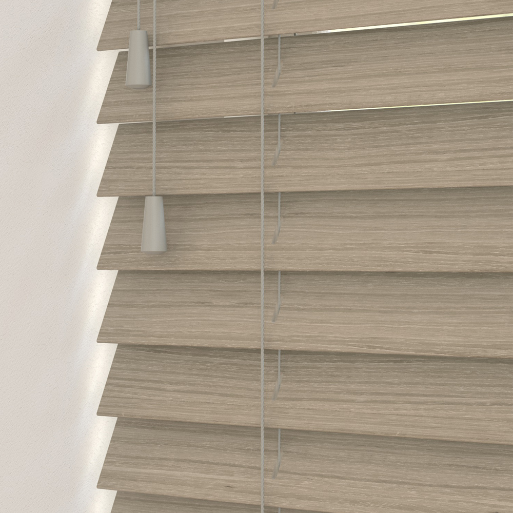 New Edge Blinds Wooden Venetian Blinds with Strings Country Oak 165cm Image 1