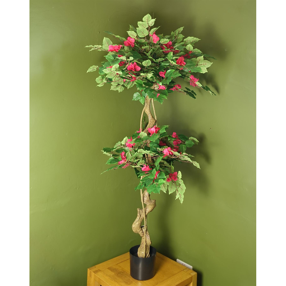 Leaf Pink Flowers Japanese Silk Bougainvillaea Artificial Tree in Pot 5ft Image 2