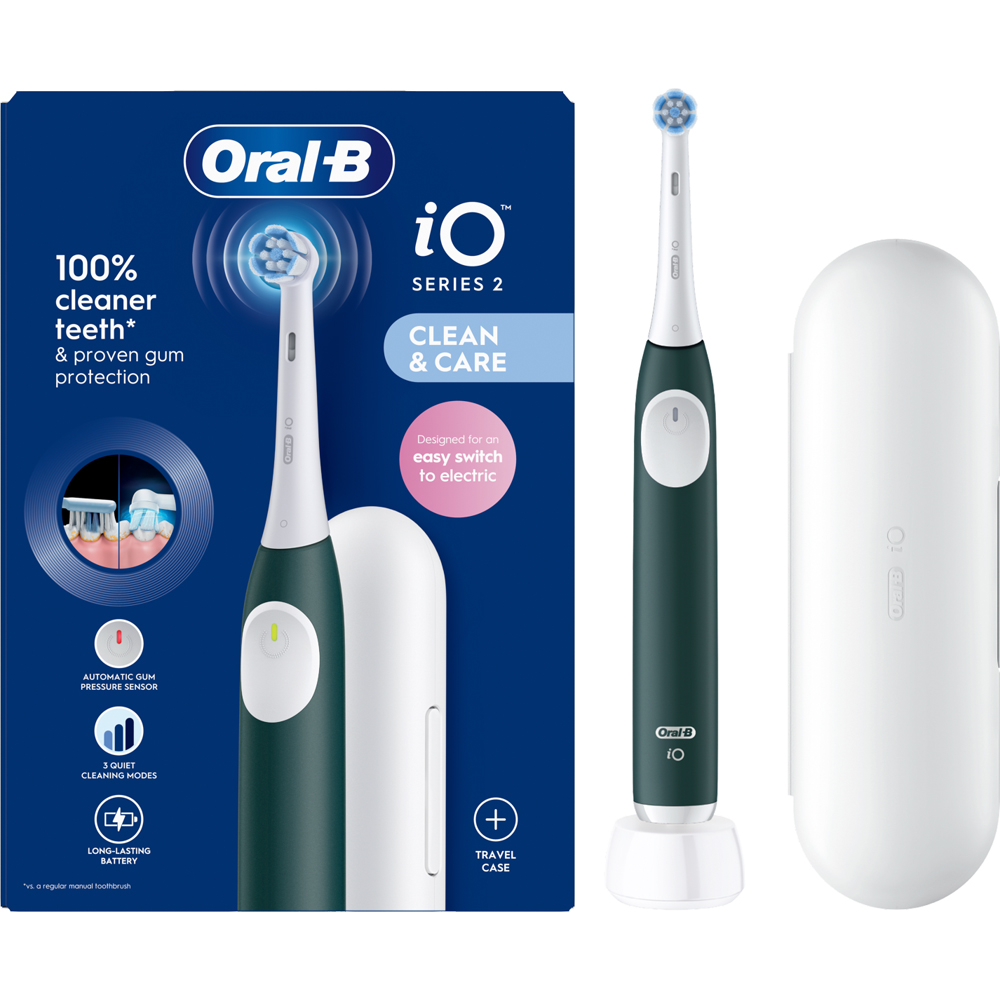 Oral-B iO2 Series Forest Green Rechargeable Electric Toothbrush with Travel Case Image 2