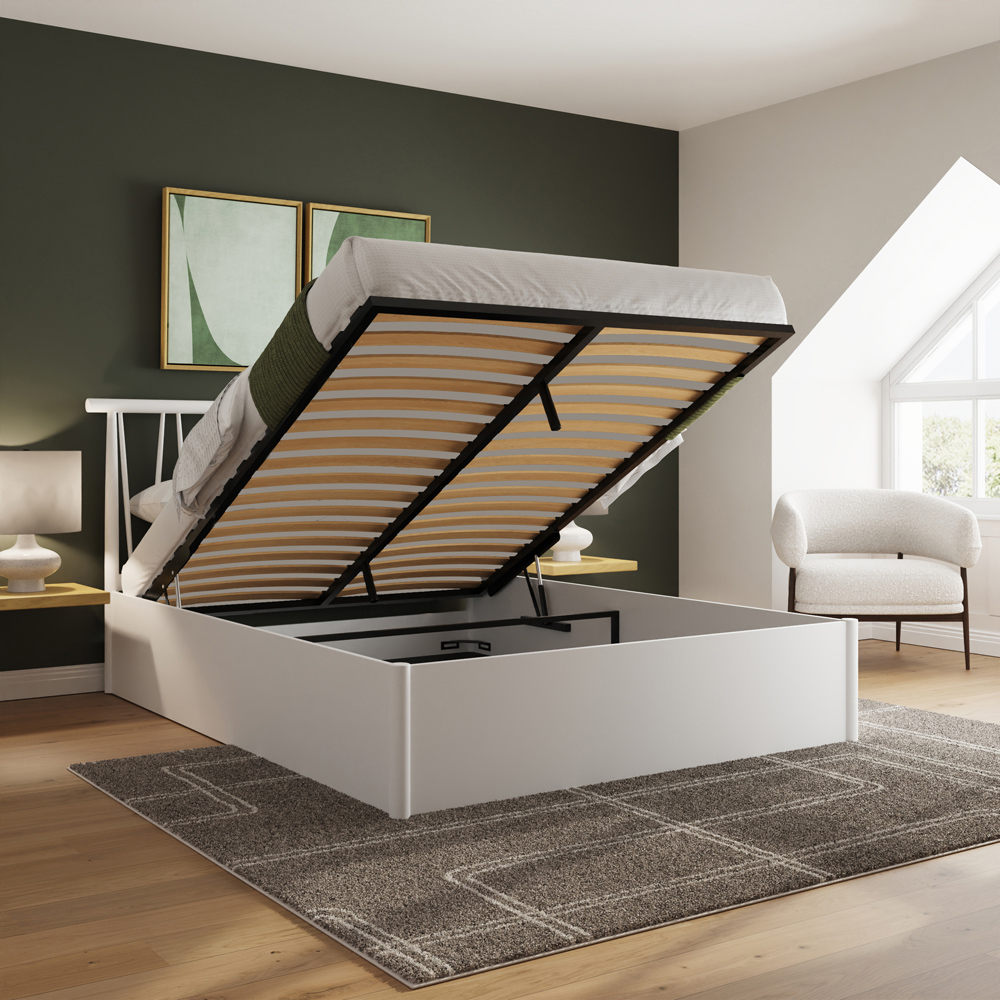 GFW Fusum Double White Spindle Wooden Ottoman Bed Image 7