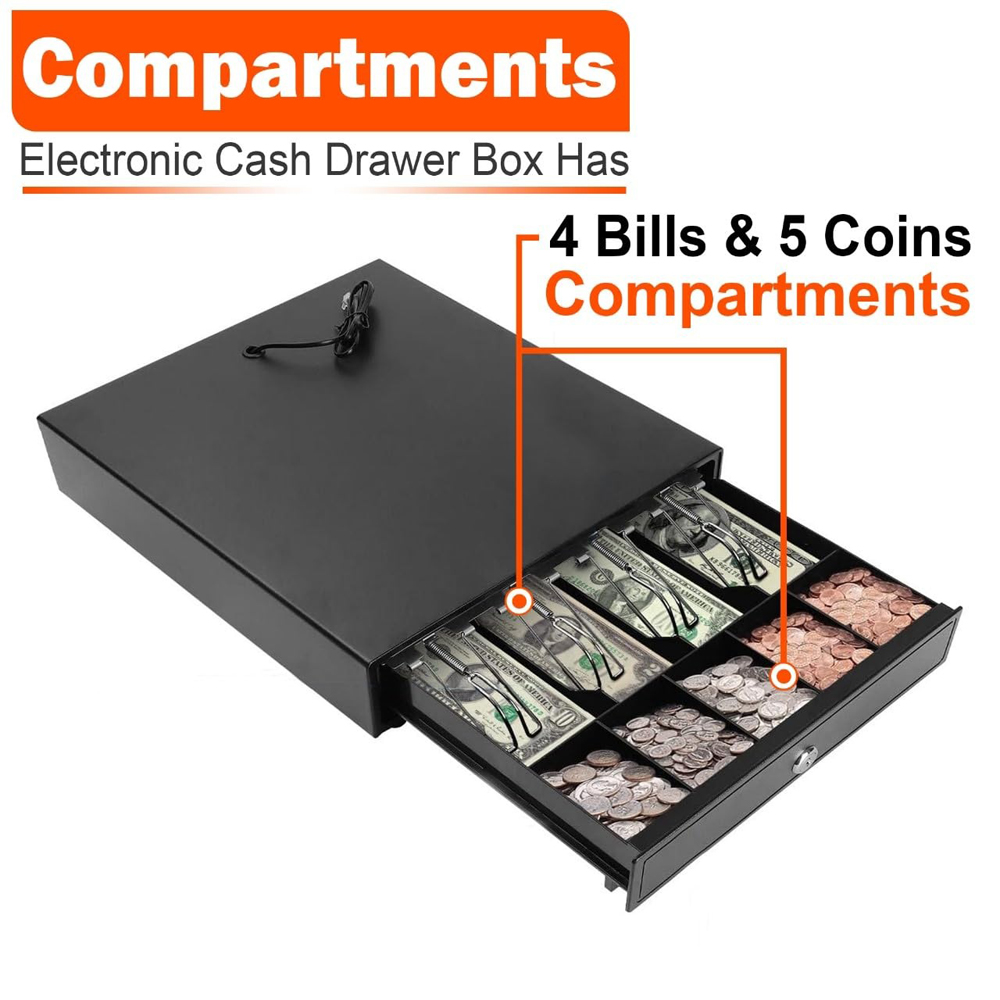 ATEK 4 Note 5 Coin Compartment Steel Lockable POS Cash Drawer Image 6