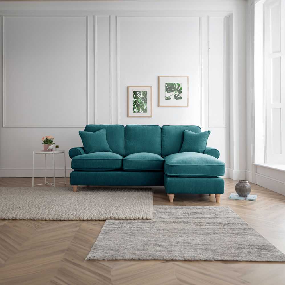The Victoria 3 Seater Emerald Right Hand Chaise Sofa Image 4