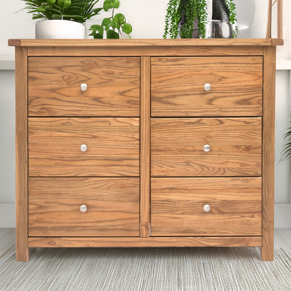 Cabinet Bits Trivento 6 Drawer Brown Chrome Knob Chest of Drawers Image 1