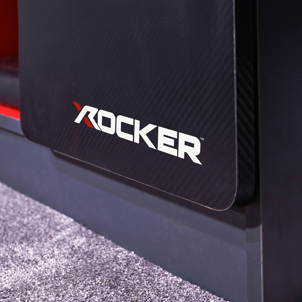 X Rocker Carbon-Tek Single Door 2 Shelf Grey and Red TV Media Cabinet with Neo Fibre LED Light Image 5