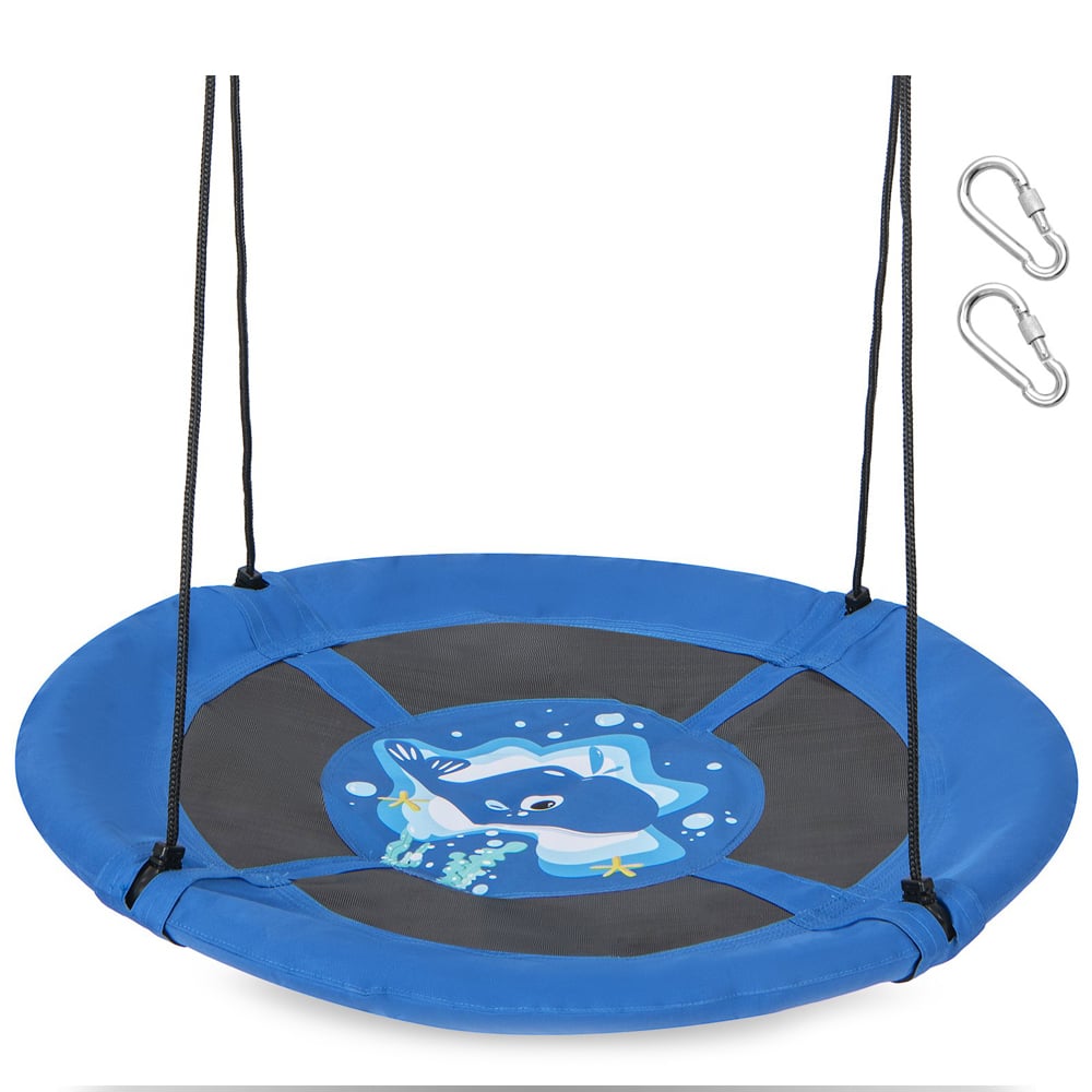Costway Black Oxford Fabric Saucer Tree Swing 104cm Image 1