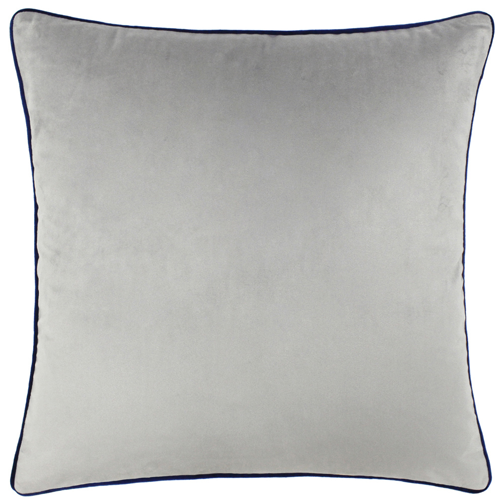 Paoletti Meridian Silver Navy Velvet Cushion Image 1